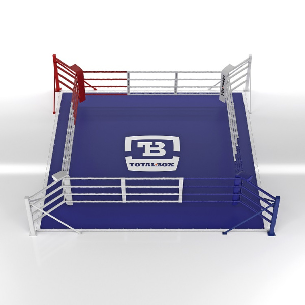 Ринг боксерский Напольный на упорах TOTALBOX, по канатам 4*4м